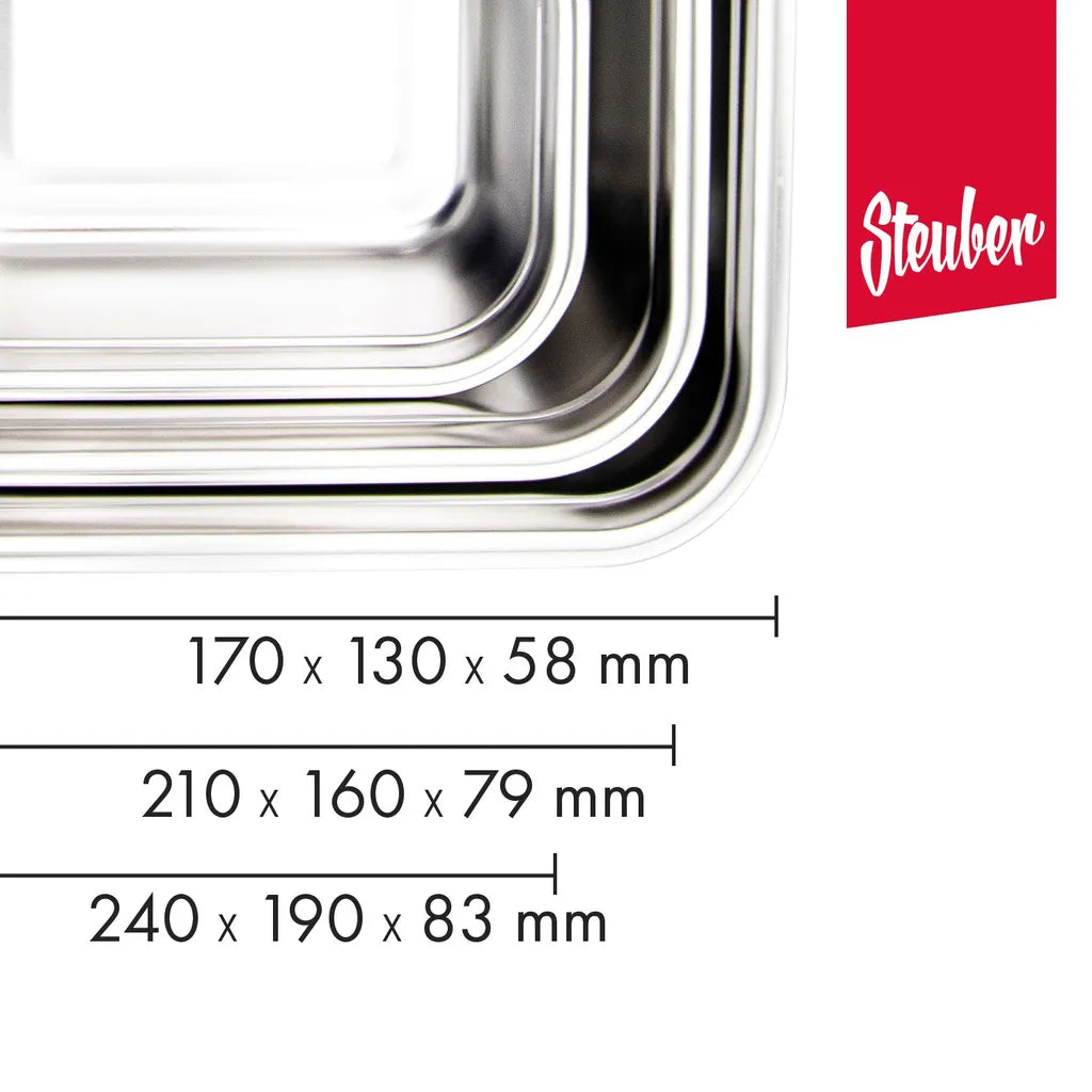  2 Stück Steuber Edelstahl Frischhaltedose 650 Ml, Luftdichter Klickdeckel, Backofengeeignet