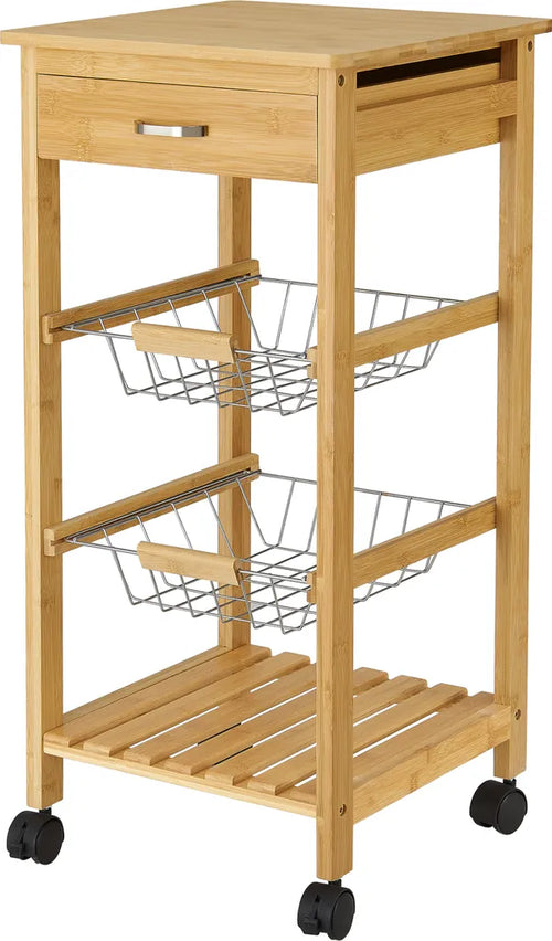  Bambus Küchenwagen Stenungsund 76 X 36 X 36 Cm Servierwagen Mit Schublade Und Ablage Allzweckregal Rollwagen Mit Metallkörben Küchenregal