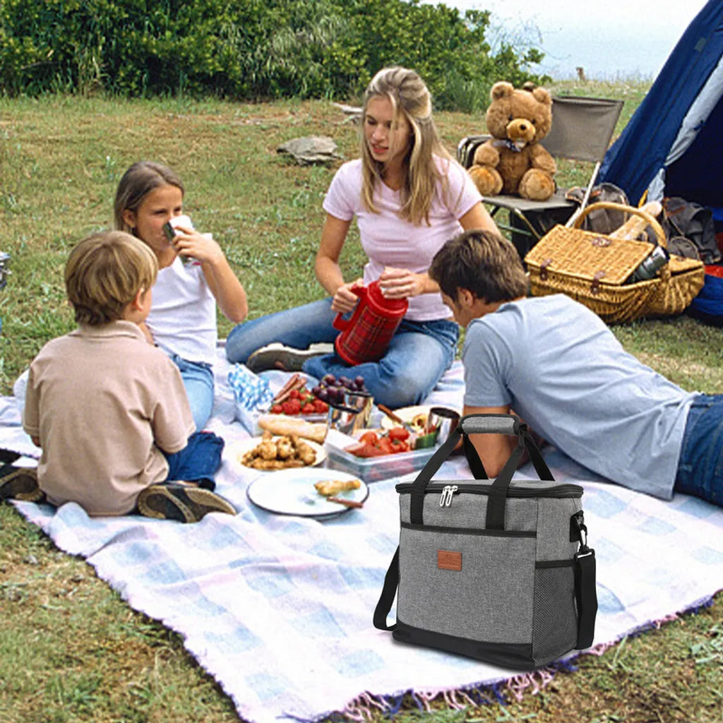  Lospitch 25L Kühltasche Faltbar Kühlkorb Kühlbox Isoliertasche Thermotasche Picknicktasche Für Lebensmitteltransport, Grau