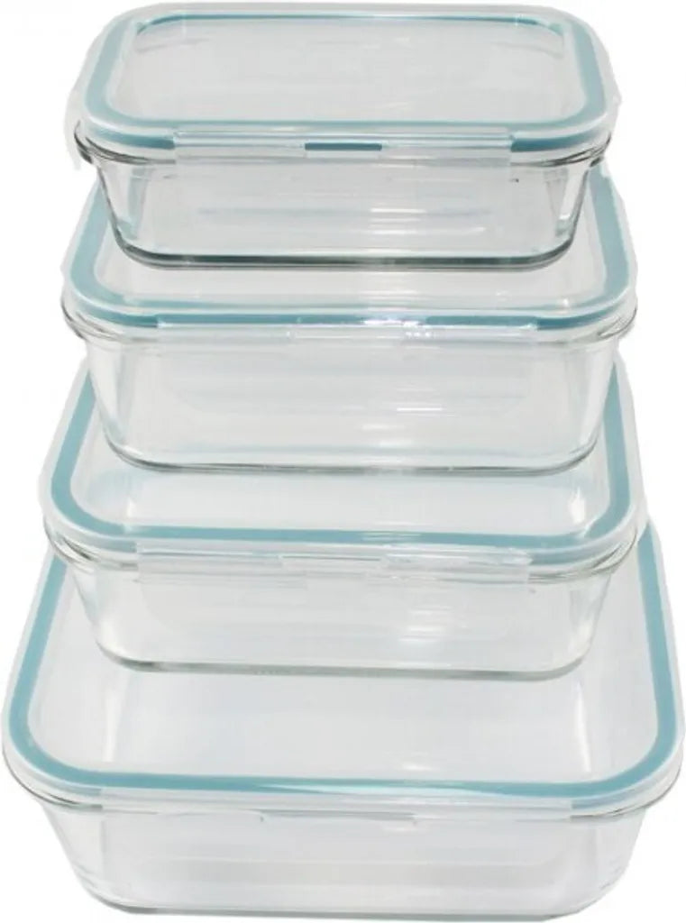  GOURMETmaxx Glas-Frischhaltedosen Klick-it 8-tlg. Frischhaltedosen 4er Set Glas Klick-It Gefrierdosen Lunchbox Brotdose Mikrowelle