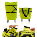  Einkaufstrolley Klappbaren Rädern Stützen Faltbar Leicht Wasserabweisend Tasche Einkaufstasche Picknicktasche Haushaltstrolley Tug Bag Grün