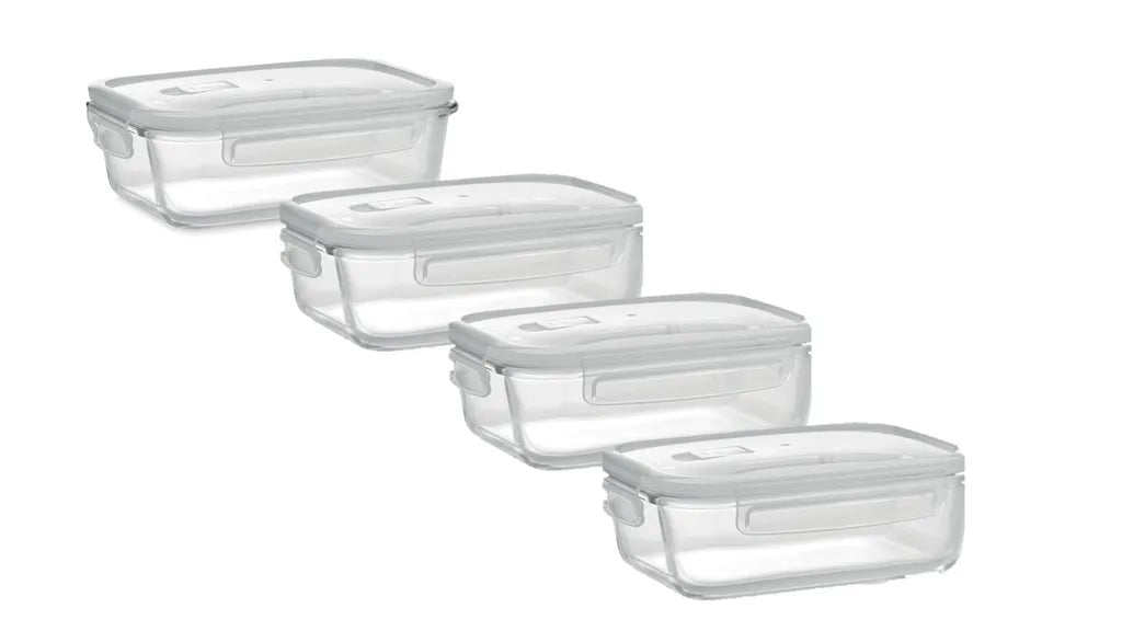  Glas Frischhaltedose Set Mit Deckel - 4x Vorratsdosen - Auslaufsicher Hitzebeständig Kältebeständig - Glasbehälter Boxen