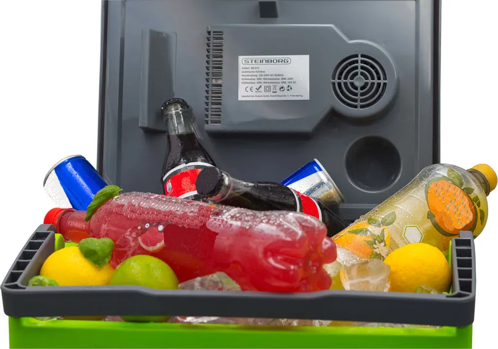  Steinborg Kühlbox 30 Liter | Warmhaltebox | Praktischer Tragegriff | Eco-Modus | 12 V/ 230 V Stromversorgung