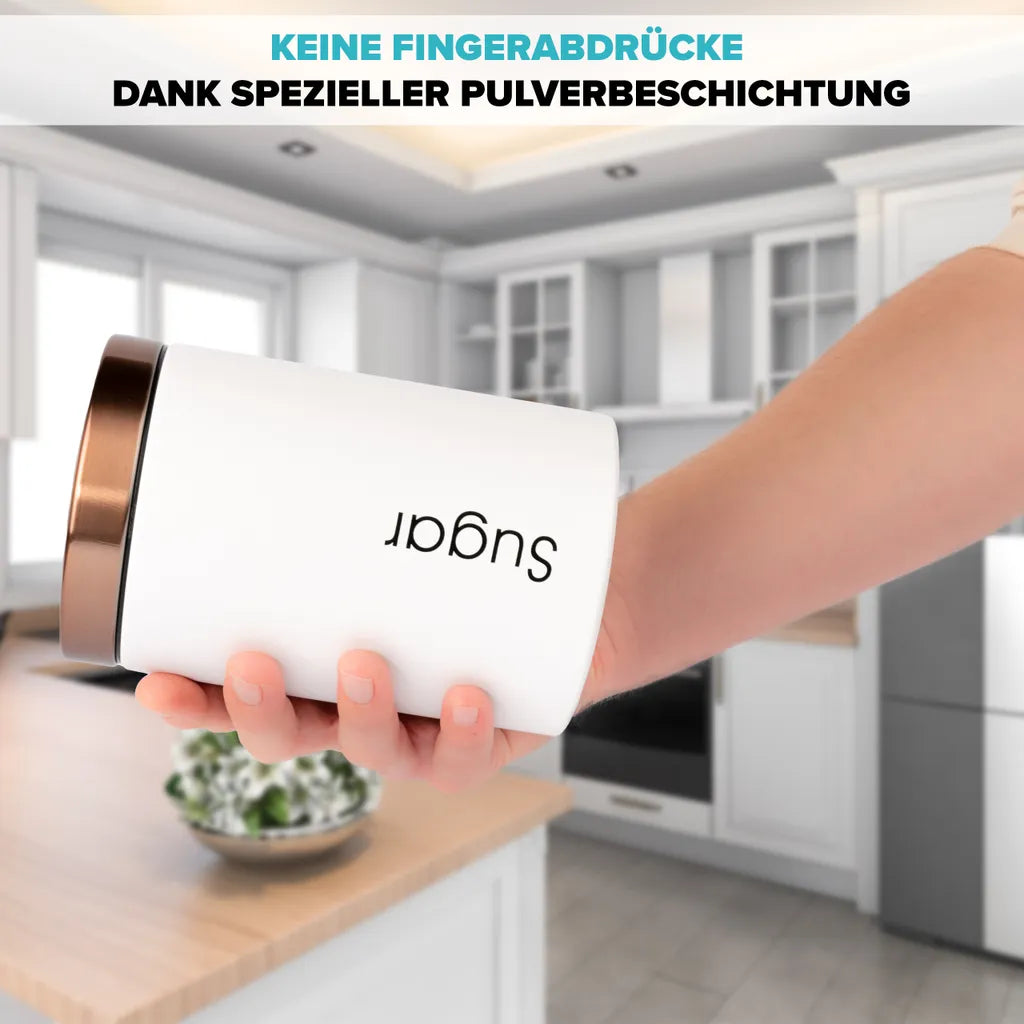  Lubur Premium Vorratsdosen Set - 3X Aufbewahrungsdose Für Lebensmittel - 1L Vorratsbehälter In Edlem Design Storage Jars - Pflegeleichte Vorratsdose Mit Deckel