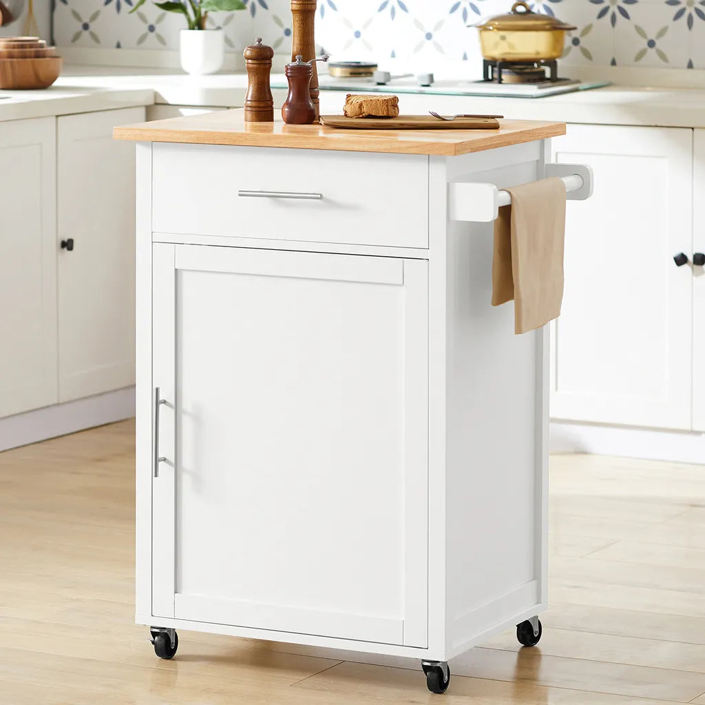  SoBuy FKW102-WN Küchenwagen Mit Arbeitsplatte Servierwagen Beistellwagen Rollwagen Getränkewagen Fürs Büro BHT Ca.: 68x90x46cm