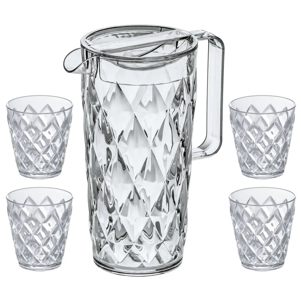  Koziol - Kristallkaraffe 1,6 Liter Mit 4 Tassen à 250 Ml