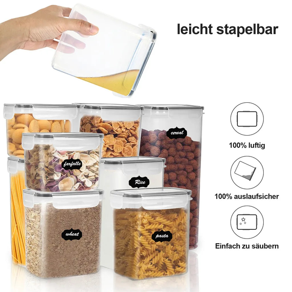  EINFEBEN 8er Set Vorratsdosen Müsli Behälter Mehl Nudel Schüttdose Pasta Lebensmittel