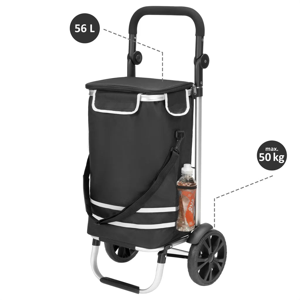  Monzana 2in1 Einkaufstrolley 56L Bis 50 Kg Klappbar Abnehmbare Tasche Handwagen Einkaufswagen Einkaufshilfe Roller, Farbe:schwarz