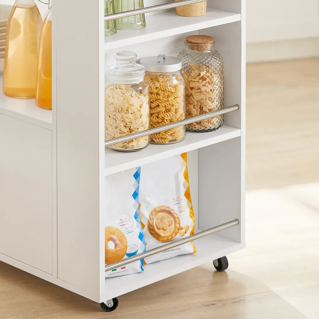  SoBuy FKW113-WN Servierwagen Küchenwagen Kücheninsel Küchenschrank Rollwagen Küchentrolley Mikrowellenschrank Küchenrollwagen Weiß BHT Ca.: 75x83x46cm