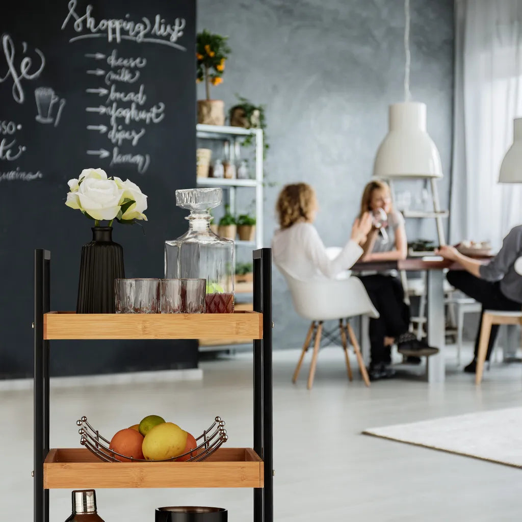  Relaxdays Servierwagen Bambus Mit 3 Etagen