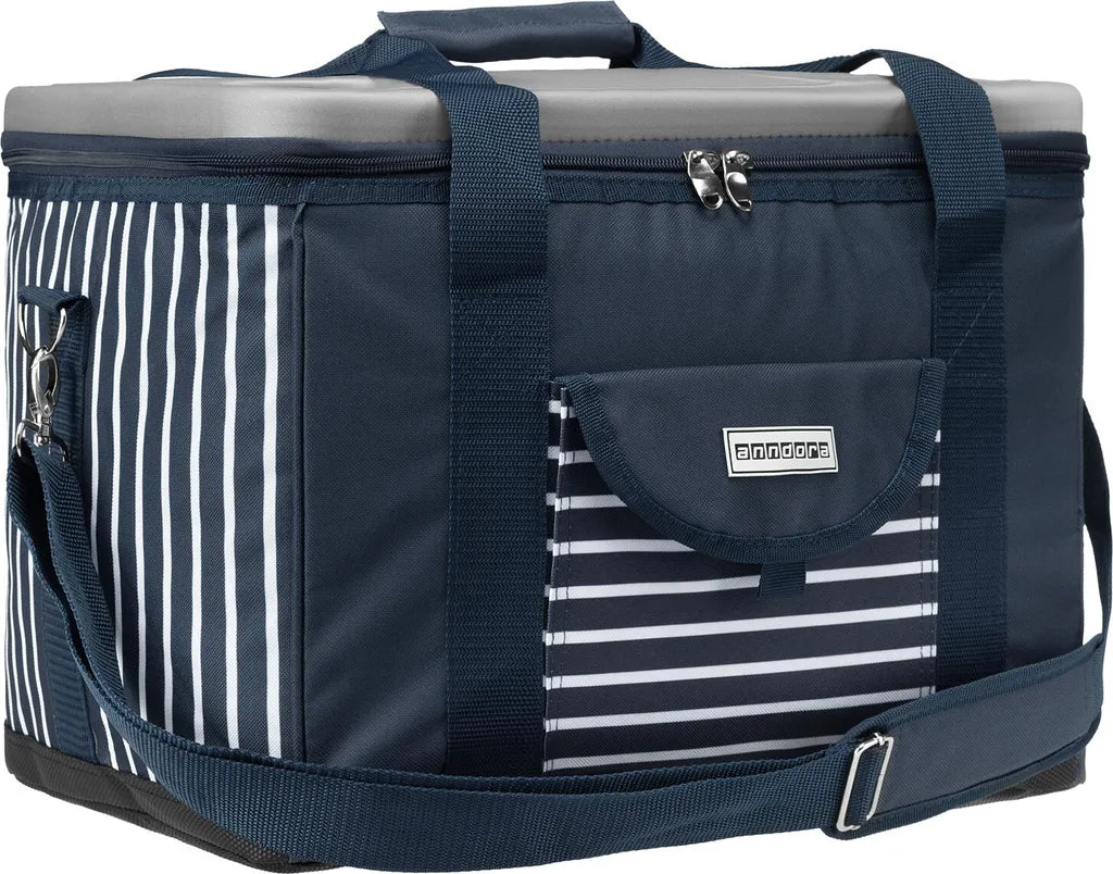  Anndora Kühltasche XL 40 Liter AHOI Mit Reissverschluss - Blau-weis-gestreift