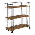  Servierwagen Barwagen Beistellwagen Allzweckwagen Rollwagen 3 Etagen Metall/MDF Schwarz/Eiche Antik [en.casa]