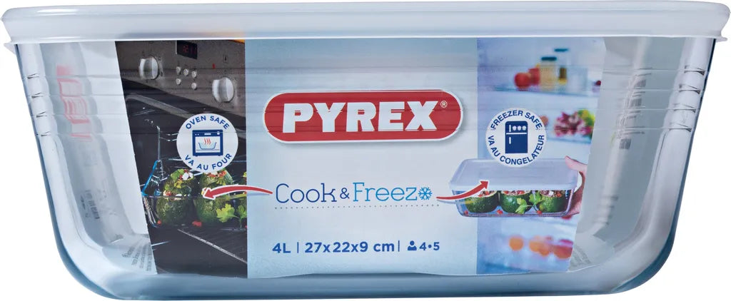  PYREX - 244P000 / 7043 - Rechteckschale Mit Deckel - 27 Cm * 22 Cm - Pyrex Cook & Freeze