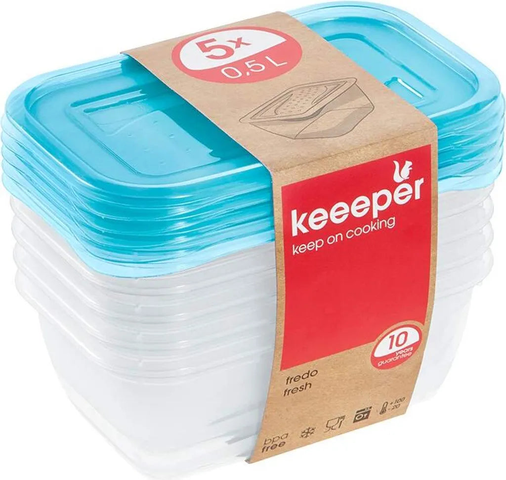  Keeeper Frischhaltedose "fredo Fresh" 0,5 Liter Eckig Blau Transparent 5 Stück