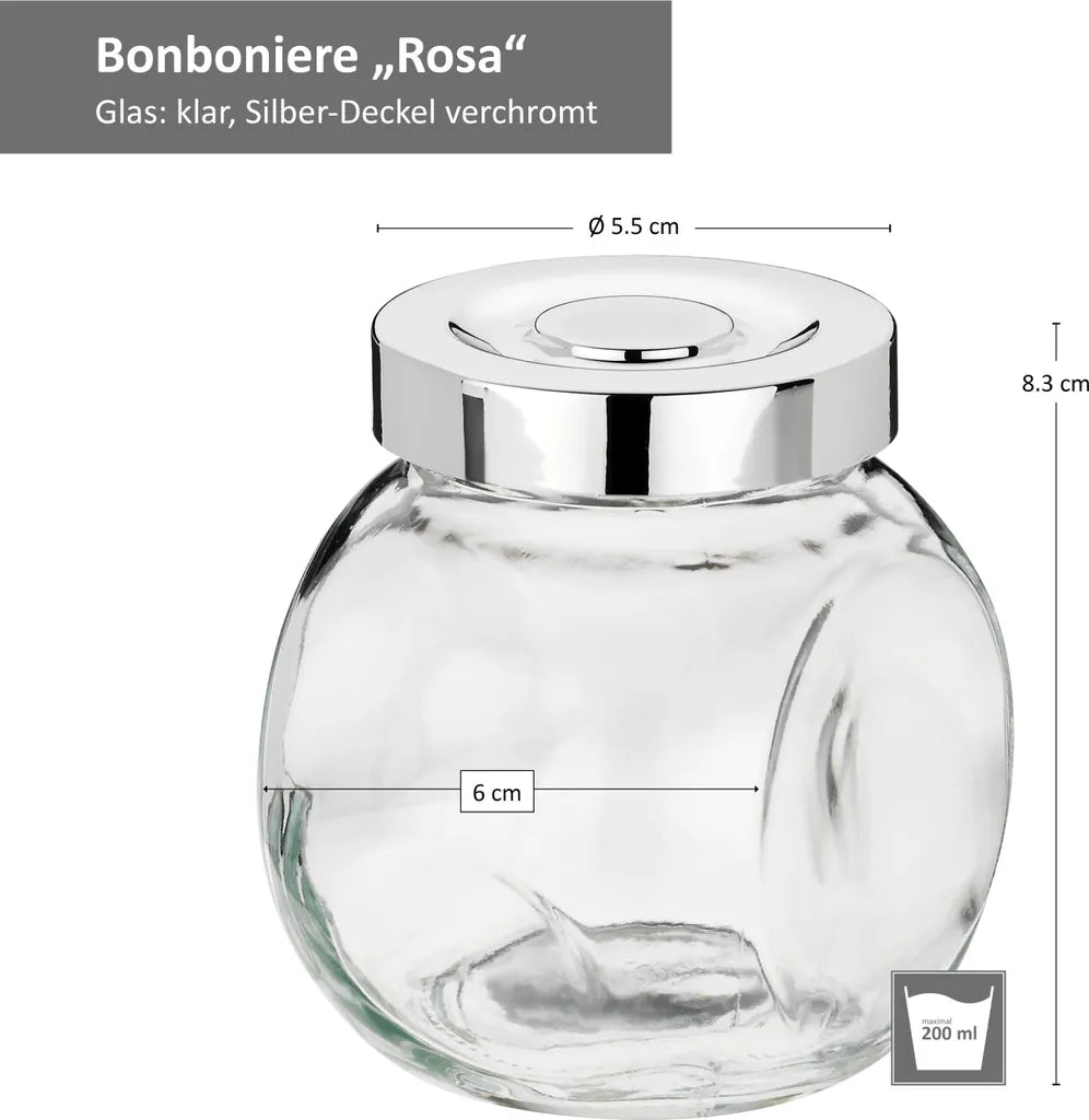  8tlg Vorratsdosenset Rosa 200 Ml Bonboniere Gewürzglas Schraubdeckel Silber Aufbewahrung Kräuter