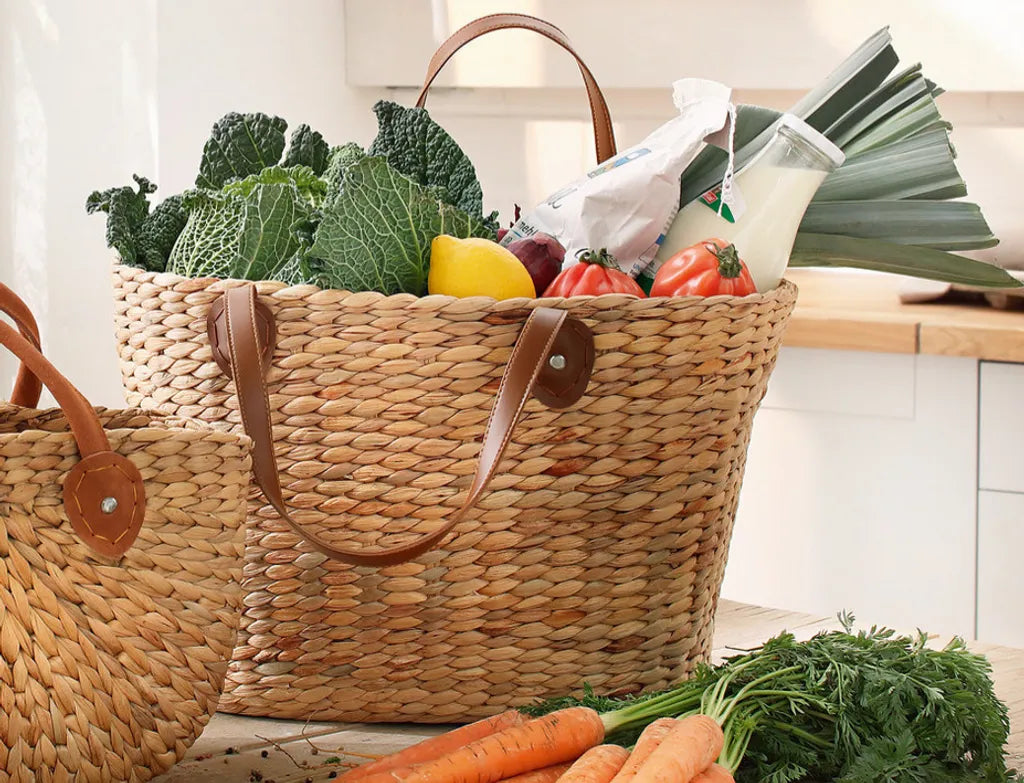  Einkaufstasche 'Naturoptik' Lebensmittel Obst Gemüse Naturgeflecht Korb