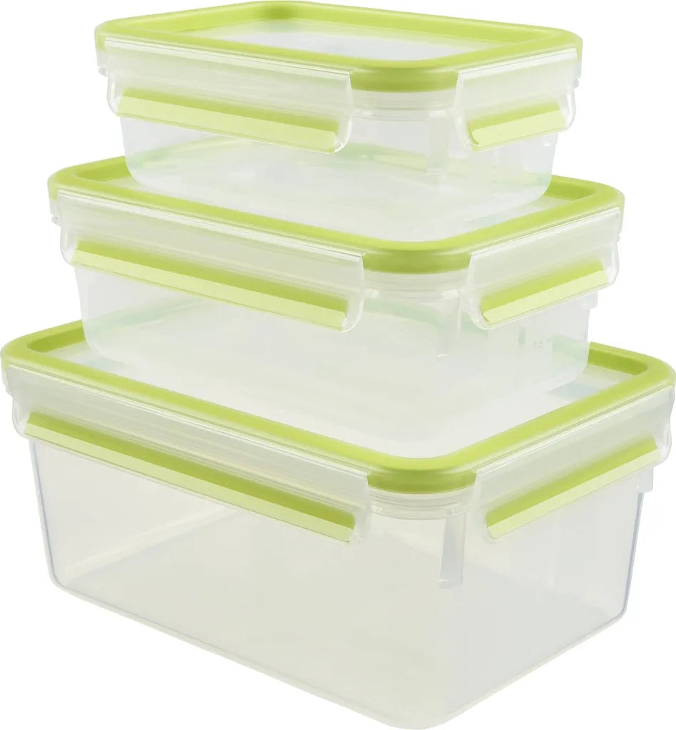  Emsa Frischhaltedose CLIP & CLOSE, 3er Set, 0,55/1,0/2,30 L, Farbe Grün