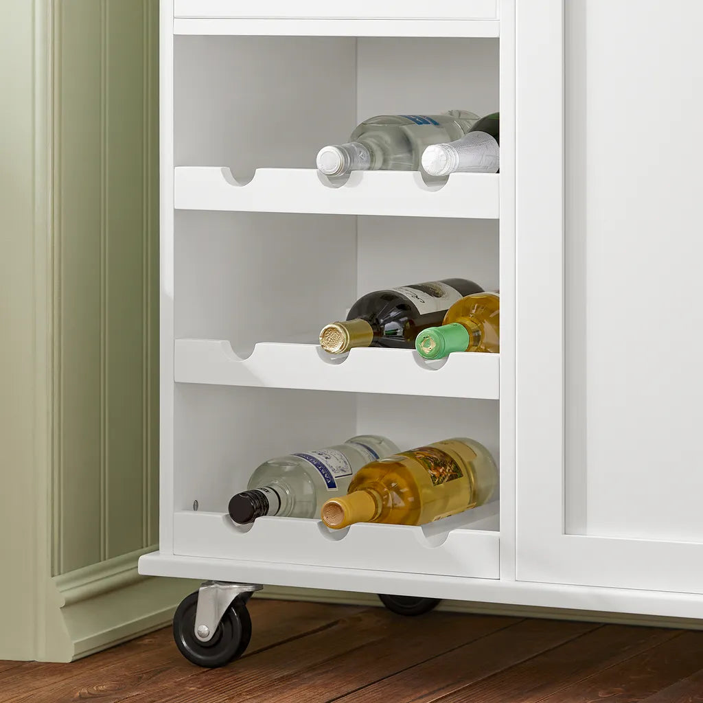  SoBuy KNL03-WN Küchenwagen Kücheninsel Mit 1 Handtuchhalter Küchenschrank Rollwagen Sideboard Auf Rollen Küchentrolley Servierwagen Mit Flaschenablagen Und Schublade BHT Ca.: 107x93x45cm