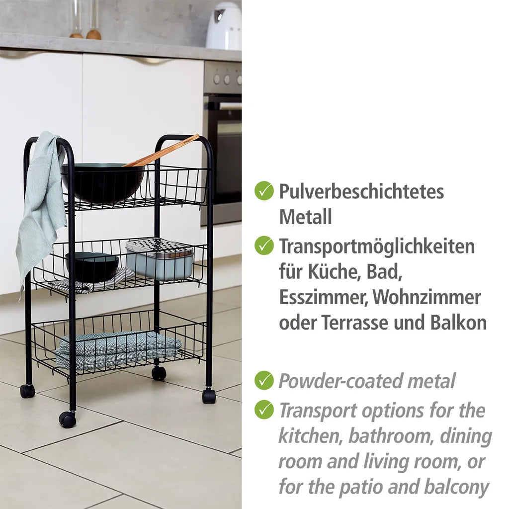 Wenko Rollwagen Florenz Mit 3 Ablagen Schwarz