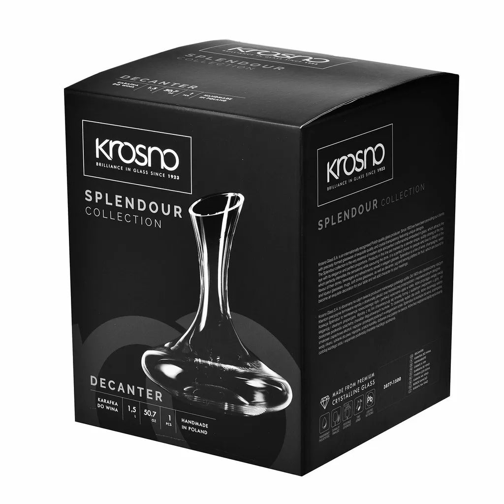  KROSNO Wein-Dekanter Wein-Karaffe | 1500 ML | Set Von 1 | Vinoteca Kollektion | Rotwein Dekantierer Dekantierkaraffe | Perfekt Für Zu Hause, Restaurants Und Partys | Zur Manuellen Reinigung