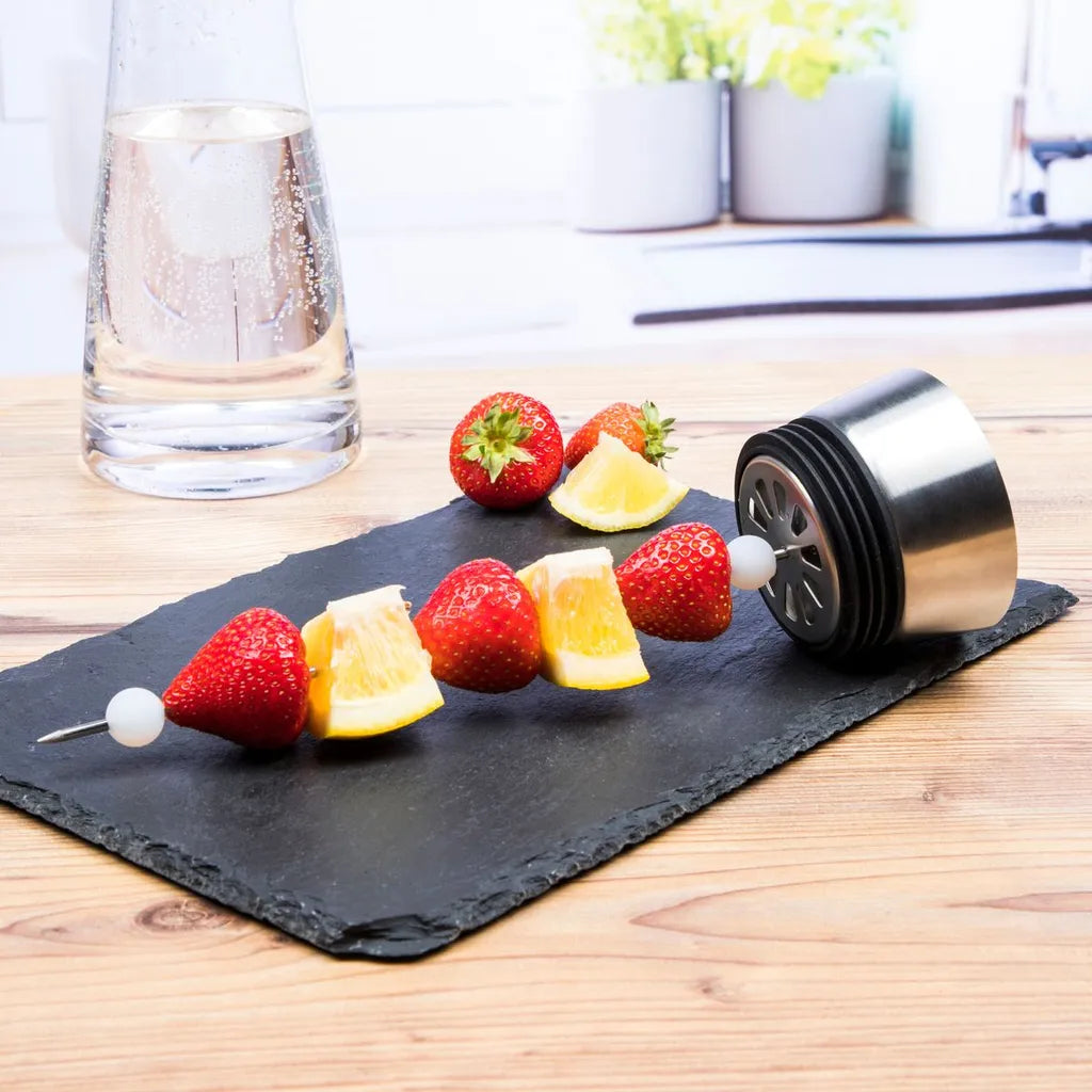  Wasserkaraffe Glas 1 L Mit Früchtespieß Edelstahl Ausguss