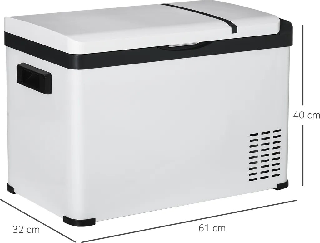  Outsunny Kühlbox Auto 30L Mit LCD-Anzeige Kompressor Autokühlschrank Elektrisch Boot Camper Reisen 12/24V DC Und 110-240V AC Weiß