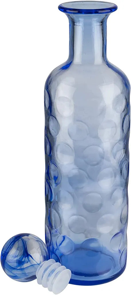  APS Glaskaraffe -ICEBLUE- /// Ø 8 Cm, H: 30 Cm, 0,8 Liter /// Glas, Blau, Silikon /// 10723