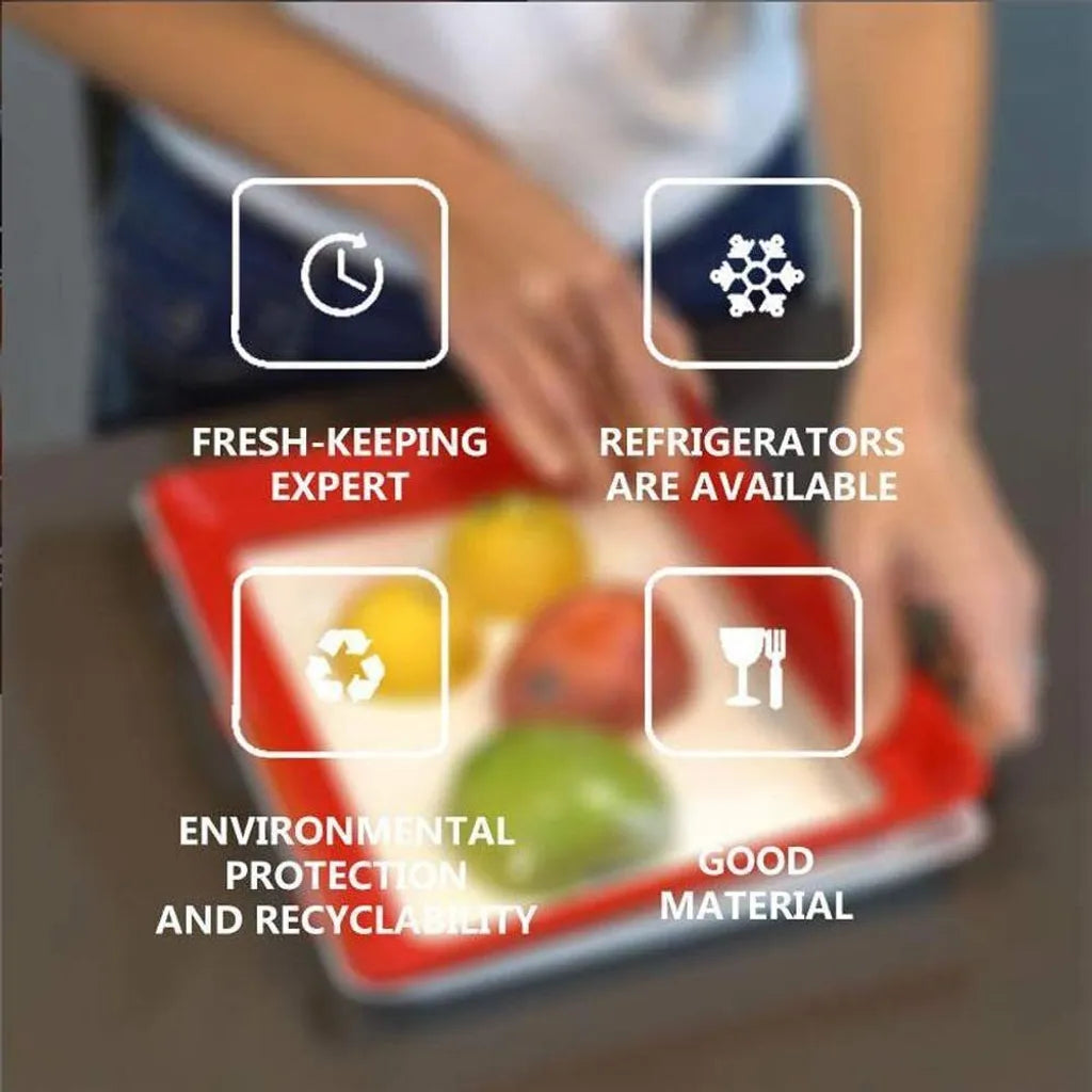  Konservierungsschale Für Lebensmittel Waste Food Preservation Tray Vakuum Frische Aufbewahrung Tablett Mit Elastischen Film Schnalle Dichtung Vorratsbehälter Set Küchenhelfer (4pcs)