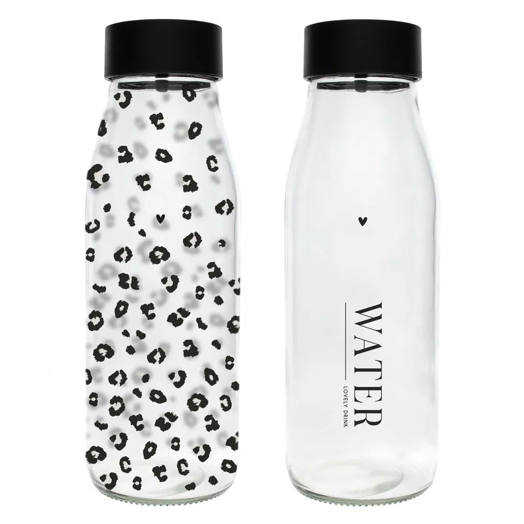 2er Set Karaffe Mit Deckel LEO + WATER H. 26cm 1000ml Glas Bastion Collections