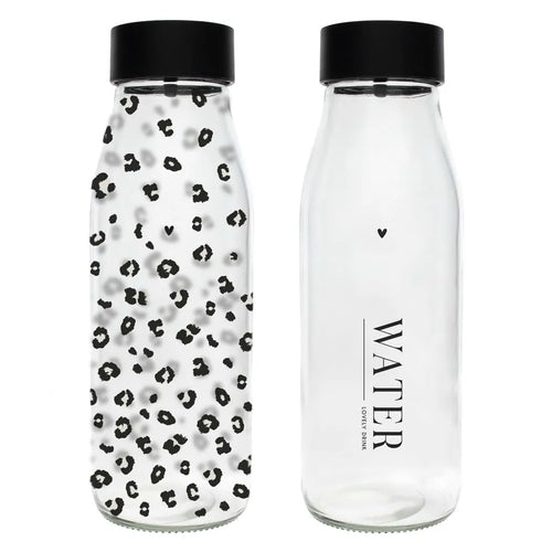 2er Set Karaffe Mit Deckel LEO + WATER H. 26cm 1000ml Glas Bastion Collections