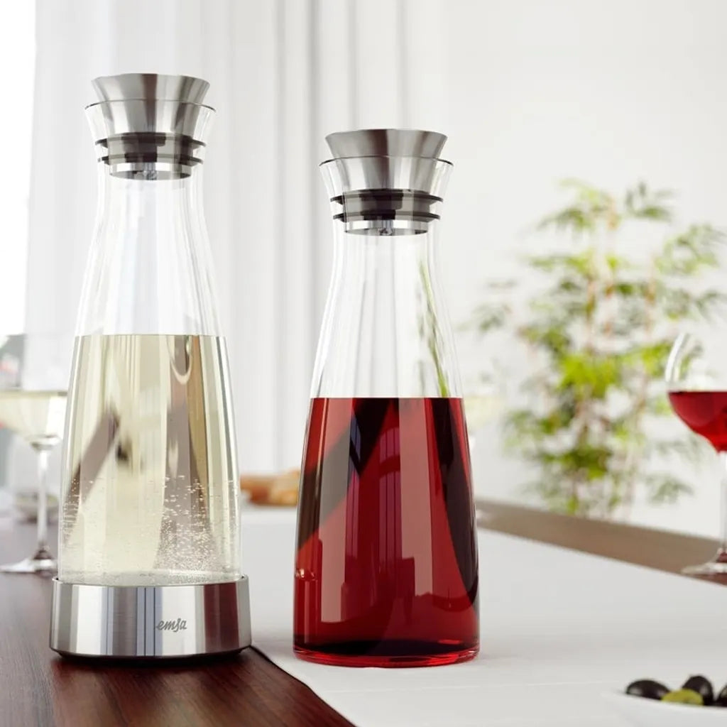  Emsa Kühlkaraffe FLOW Slim 1,0 Liter Glas / Edelstahl