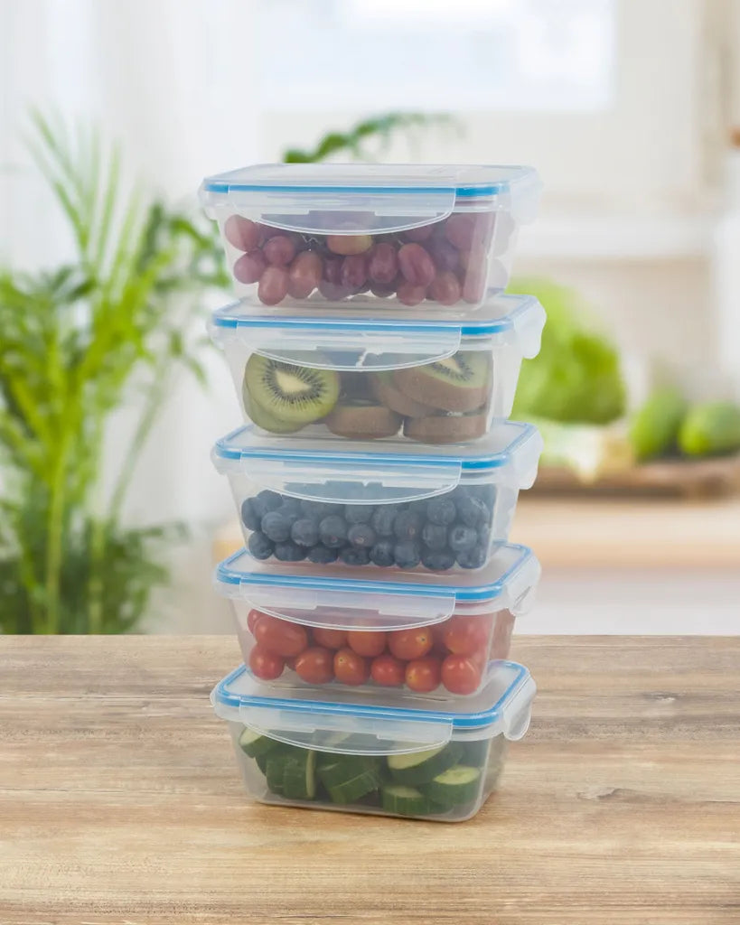  Classbach® 5er-Set Kunststoff-Frischhaltedosen Mit Deckel 100% Dicht, Lunchbox Brotdose Meal Prep Boxen Mit Deckel, Vorratsdosen Geeignet F. Spülmaschine, Mikrowelle Und Gefrierfach C-FHD 4007 K