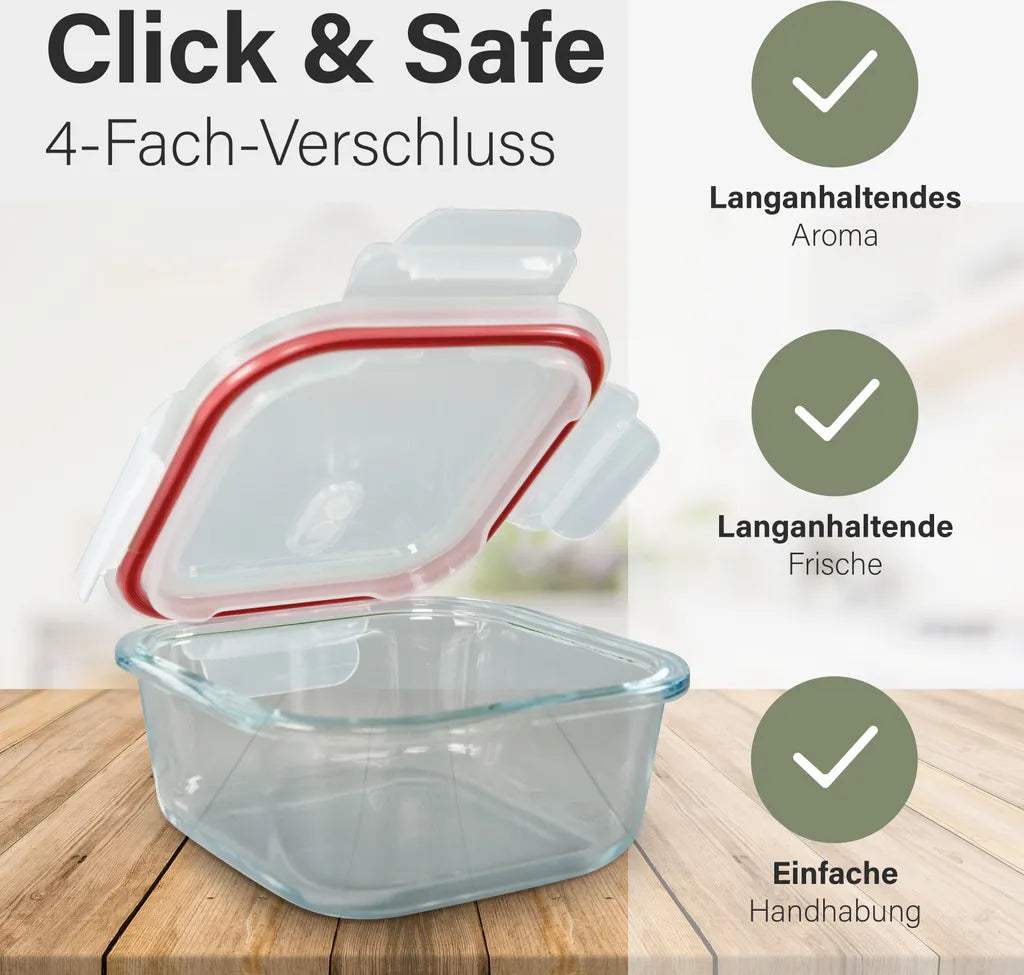  Classbach® Glas-Frischhaltedosen Mit Deckel, 9er-Vorratsdosen-Set/Vorratsgläser, Geeignet Für Mikrowelle, Spülmaschine Und Gefrierfach, Meal Prep Boxen Aus Glas, Perfekte Aufbewahrungsbox Küche
