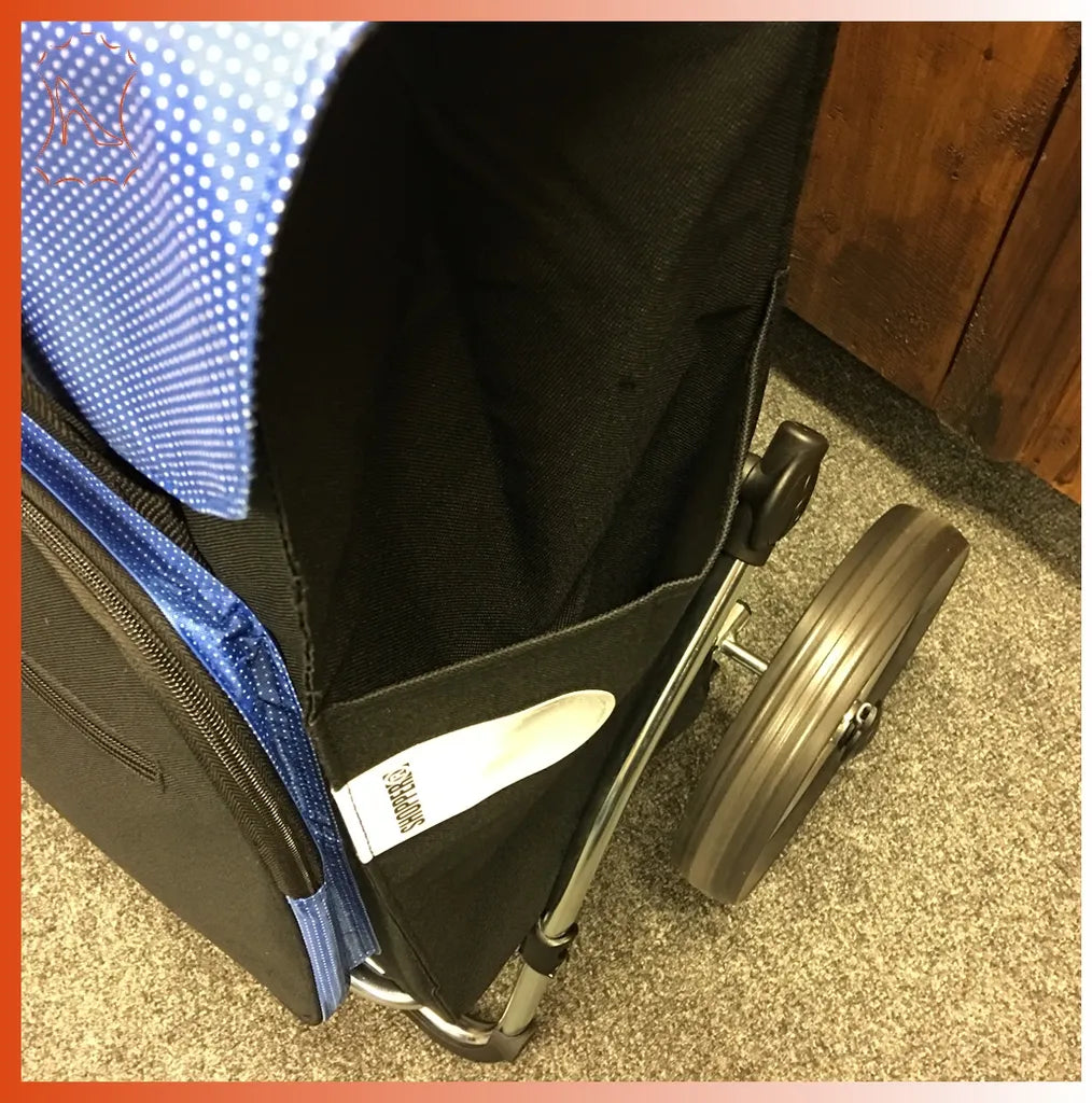 Andersen Einkaufstrolley Royal Sondermodell Aus Stahl Mit Metallspeichenrad 25 Cm Und 45 Liter Einkaufstasche Wismar Schwarz/blau Mit Kühlfach