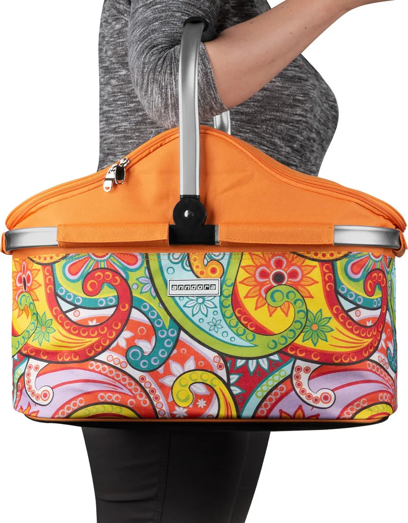  Kühlkorb Isolier Einkaufskorb Paisley + 3 Kühlakkus - Paisley