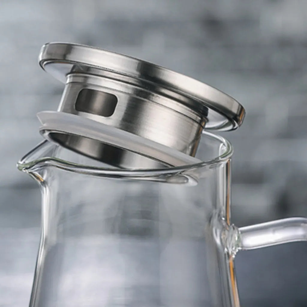  1500ml Wasserkaraffe Wasserkrug Karaffe Glaskrug Glaskaraffe Mit Edelstahl Filter Glas Kaltwasserkocher Karaffen