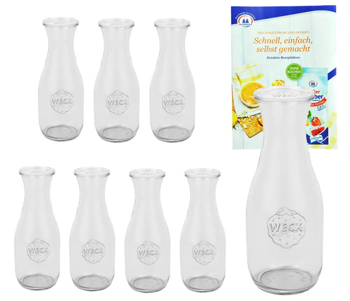  8er Set Weck Gläser 530ml Saftflasche Mit 8 Glasdeckeln Inkl. Diamant Gelierzauber Rezeptheft