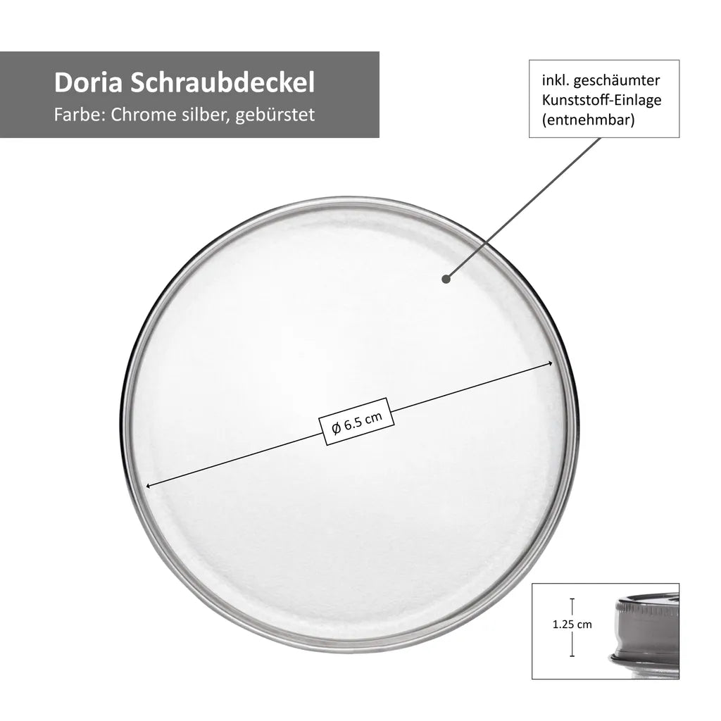  8-tlg. Vorrats-Gläserset Doria 520 Ml + 320 Ml Gewürzglas Mit Schraub-Deckel Silber Gläser