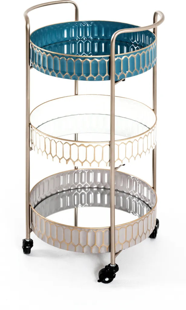  Haku Servierwagen, Gold-creme-türkis-taupe - Maße: 40 Cm X 36 Cm X 77 Cm; 20241
