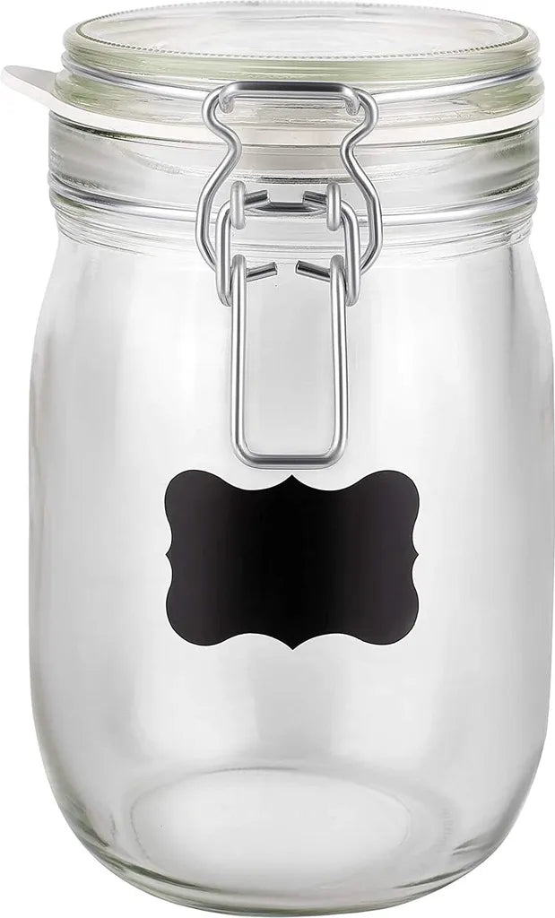  6 X Creative Home Gläser Mit Bügelverschluss | 1 Liter | Einmachgläser Drahtbügel-glas Aufbewahrungsgläser Mit Gummiring Und Deckel | 8 Wiederverwendbare Aufkleber + 1 Anti-Staub-Kreide