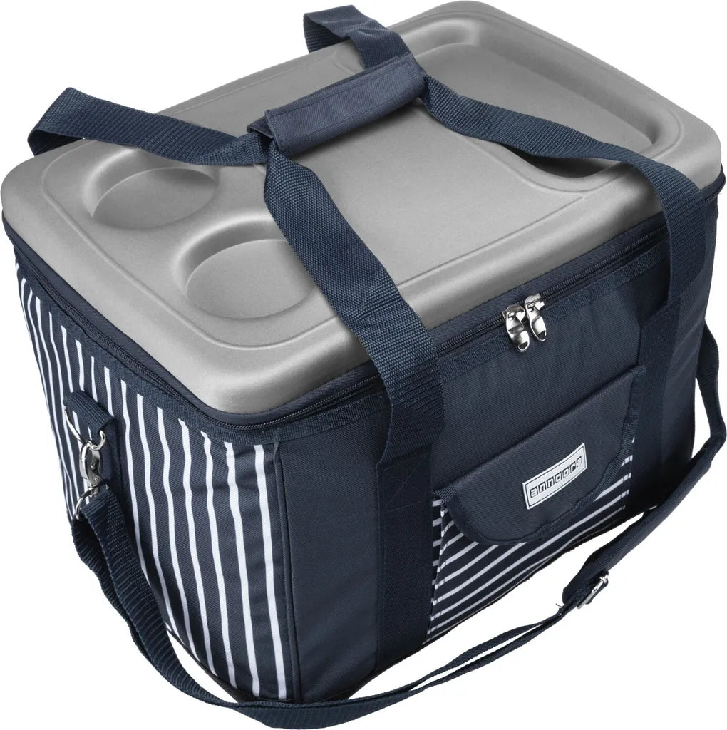  Anndora Kühltasche XL 40 Liter AHOI Mit Reissverschluss - Blau-weis-gestreift