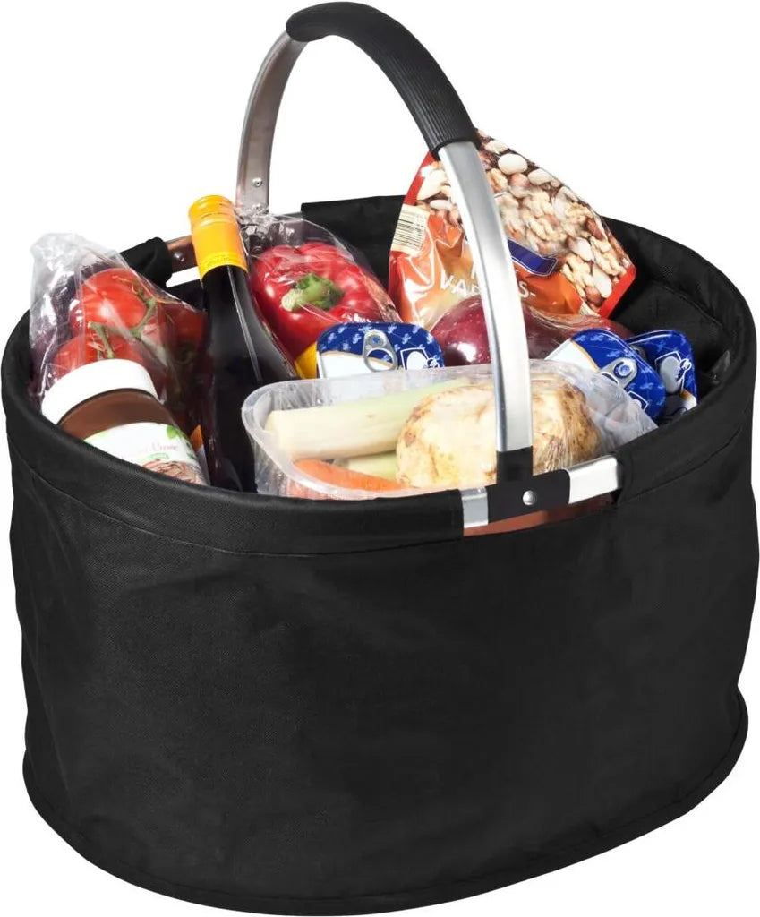  Einkaufskorb "Silandre" Schwarz Faltbarer Einkaufskorb Rund Mit Aluminiumgriff Geräumig Stabile Einkaufstasche 36 Liter Volumen Schwarz