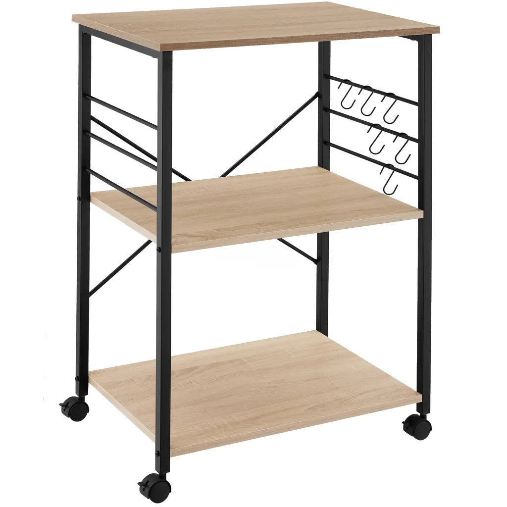  Tectake Servierwagen Rugby 65,5x45,5x88,5cm - Industrial Holz Hell, Eiche Sonoma