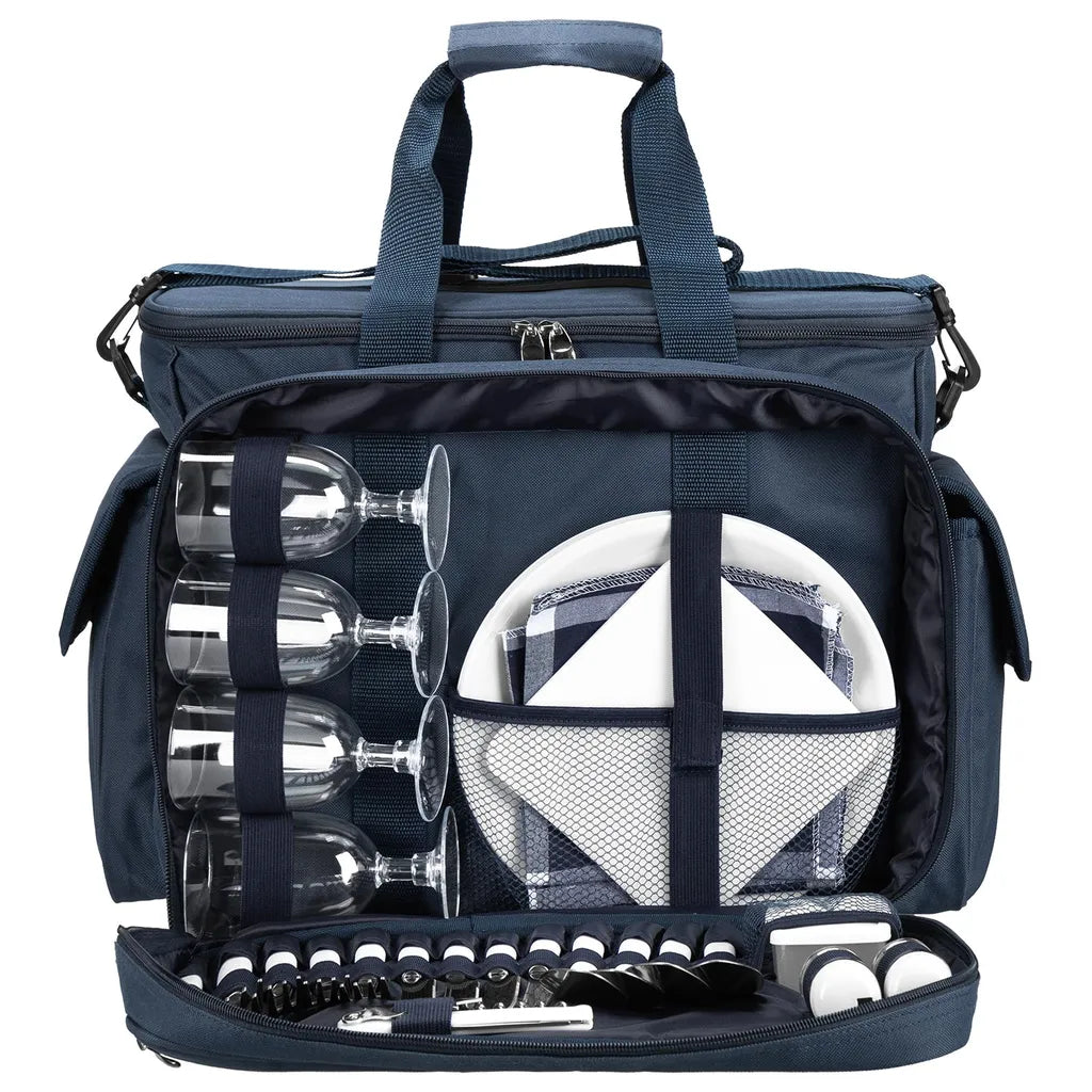  Picknicktasche Kalt Warm Isolierung 4 Personen 32 Teile Zubehör - Maritim
