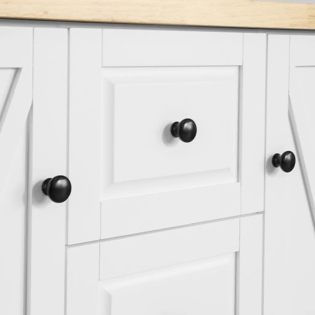  SoBuy FKW96-WN Kücheninsel Mit Arbeitsplatte Küchenwagen Mit 2 Türen Küchenschrank Mit 3 Schubladen Sideboard Weiß BHT Ca.: 116x93x46cm