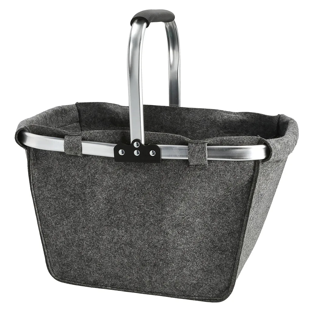  Einkaufskorb Faltbar Filz Aluminium Gestell Hellgrau 48x28x29cm Korb Filzkorb Tragekorb Shopper