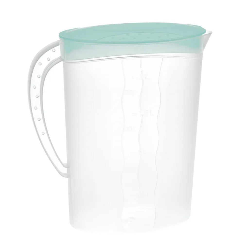  Premium Saftkanne, 2 Liter Fassungsvermögen, Mit Vielseitigem Deckel Und Integrierter Maßeinteilung Für Kalte Getränke Wie Saft, Eistee, Wasserkaraffe Aus Kunststoff