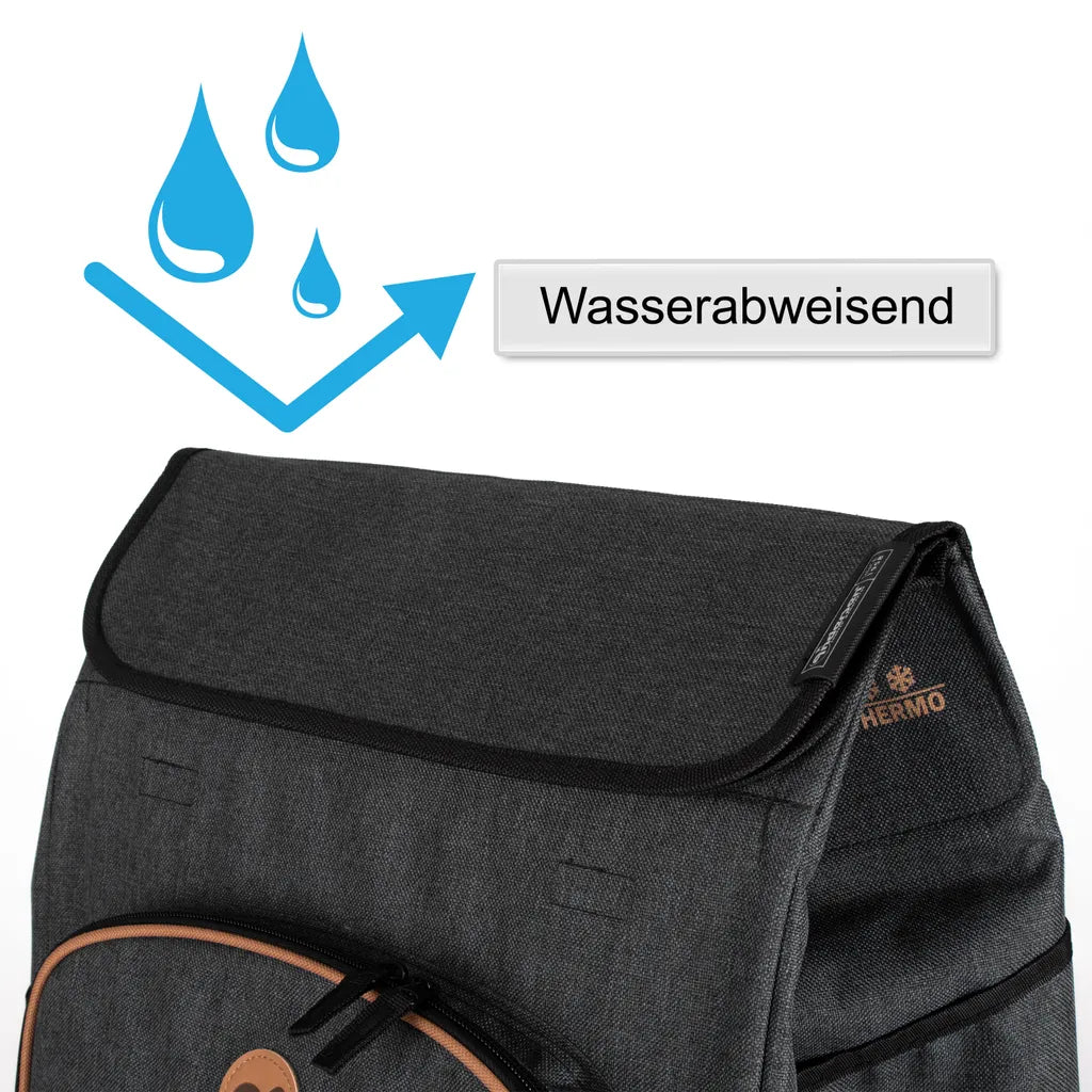  Andersen Einkaufstrolley Sondermodell Royal XXL Alu Und 61 Liter Einkaufstasche Folke Schwarz Mit Kühlfach, Trolleygestell Zusammenklappbar
