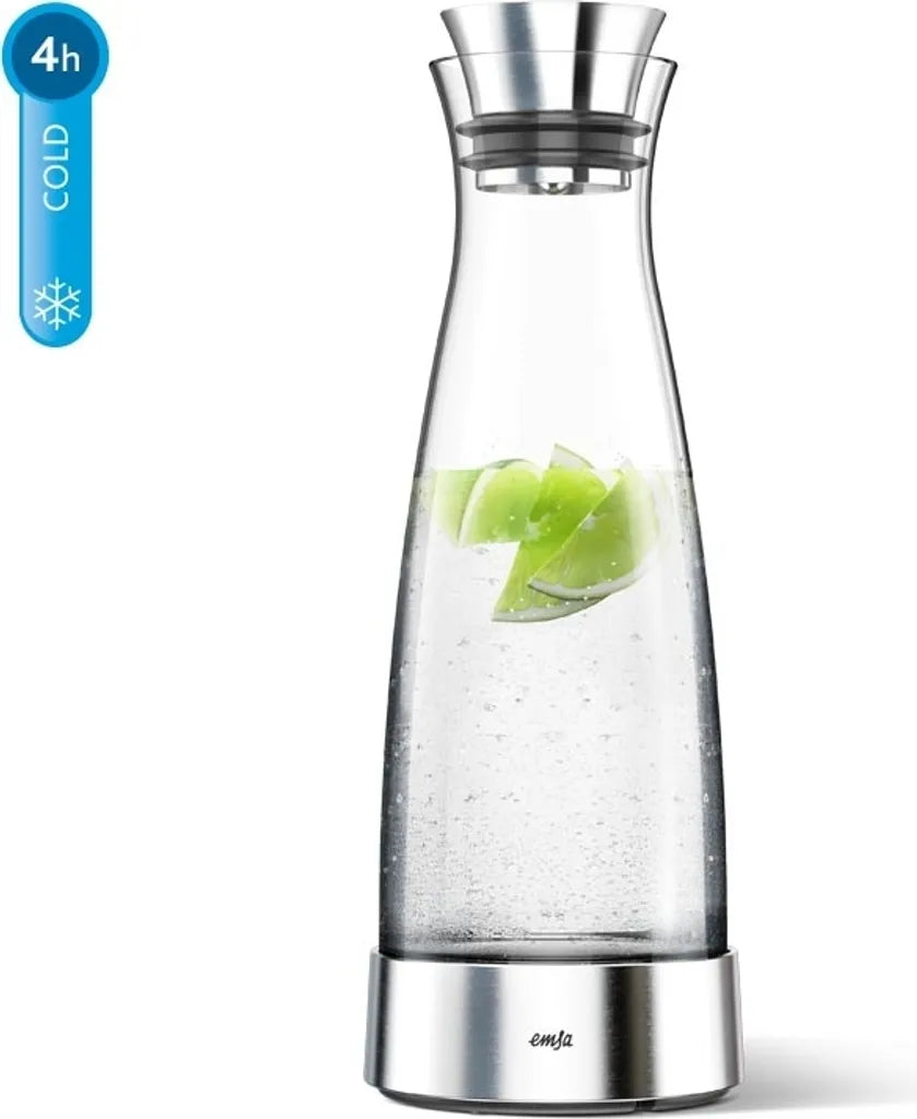  Emsa Kühlkaraffe FLOW Slim 1,0 Liter Glas / Edelstahl