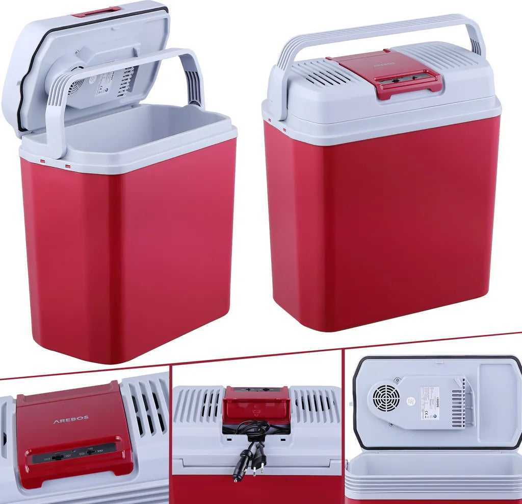  AREBOS 20 Liter Kühlbox Elektrisch, Klein, Zum Kühlen Und Warmhalten, Mit ECO Modus, 12/230 V Für Auto Und Steckdose, Kühltasche, Isoliertasche